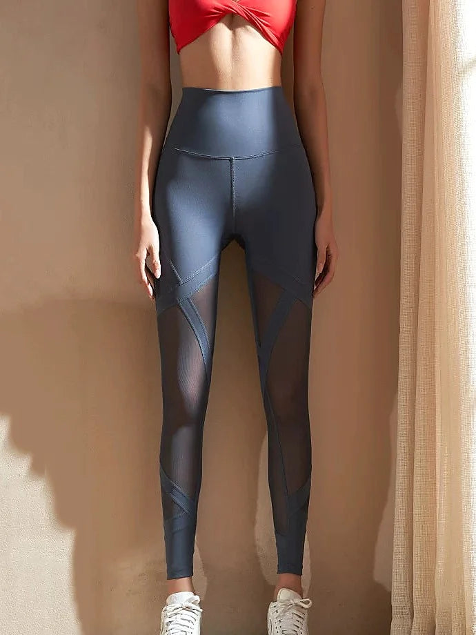 High Waisted Mesh Butt Lift Yoga Leggings with Tummy Control