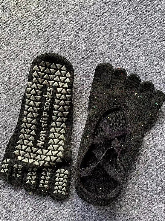 Women's Five Toe Grip Socks with Straps for Yoga and Pilates
