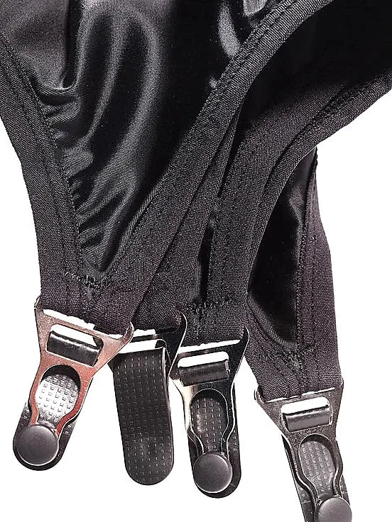 Black Vintage Suspender Belt with Metal Clips for Stockings