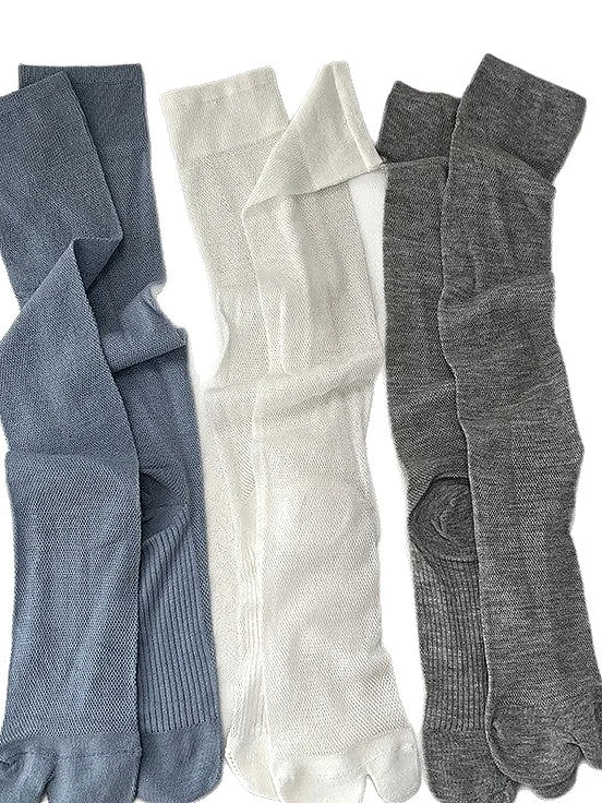 Tabi Split Toe Socks Women - Sheer Mesh Calf High Summer Socks
