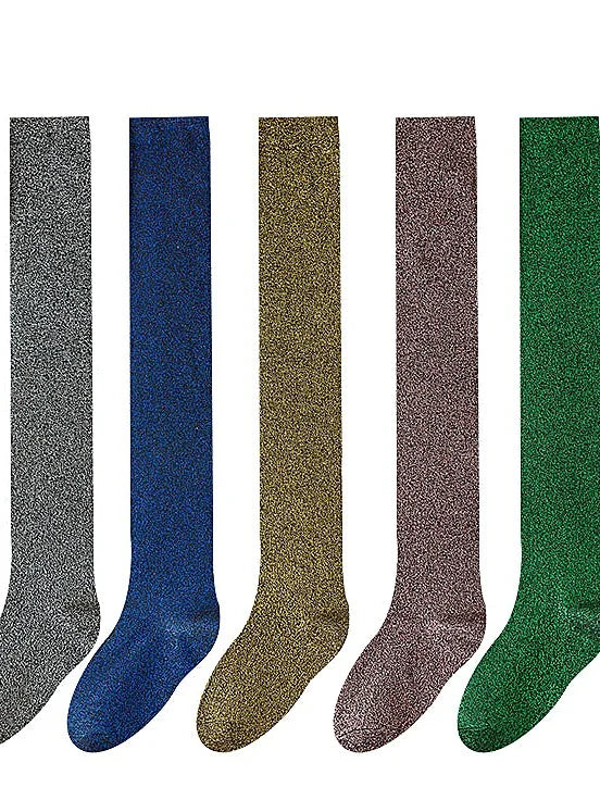 Shimmer Metallic Thigh High Socks - Sparkly Over Knee Stockings
