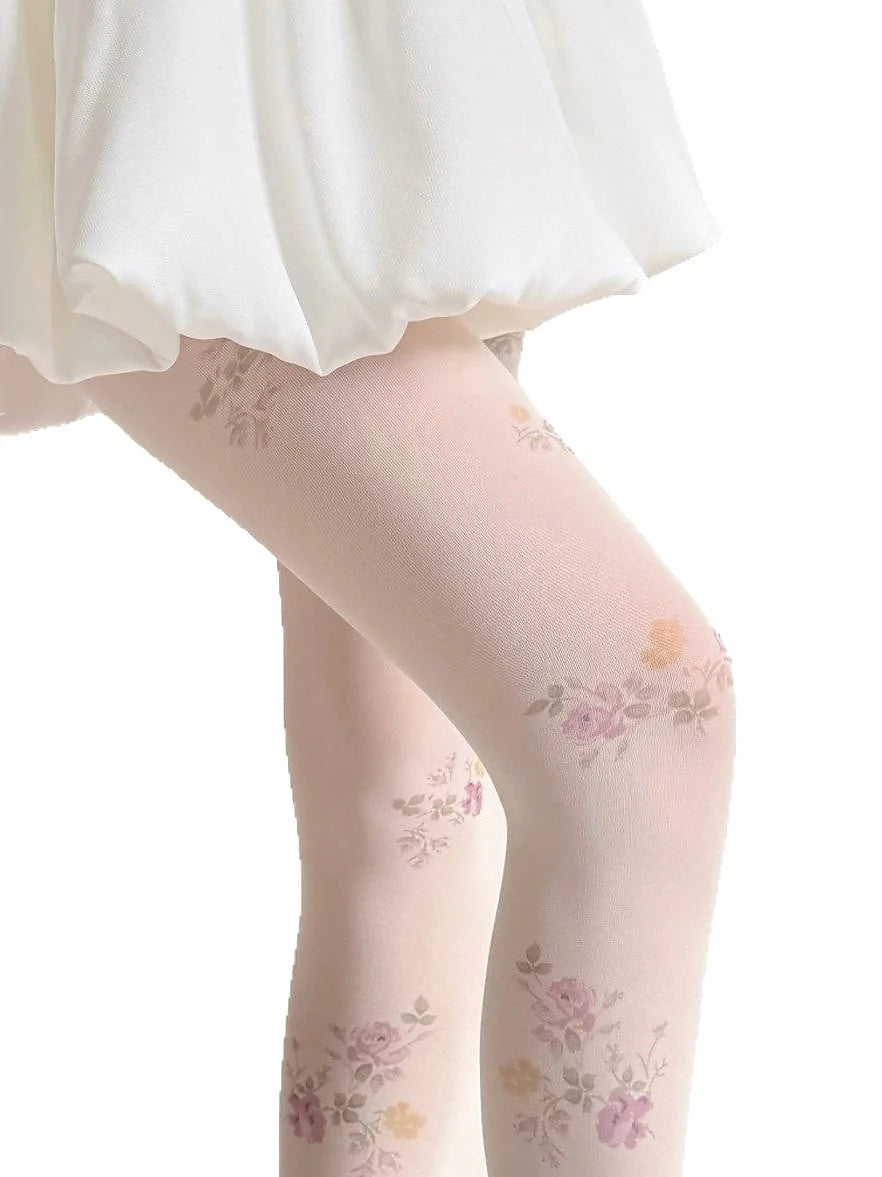 Vintage Floral Sheer Grey Tights Women | Slimming Thin Pantyhose