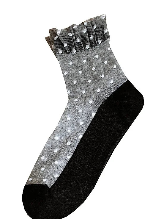 Sheer Polka Dot Ankle Socks - Breathable Summer Short Socks