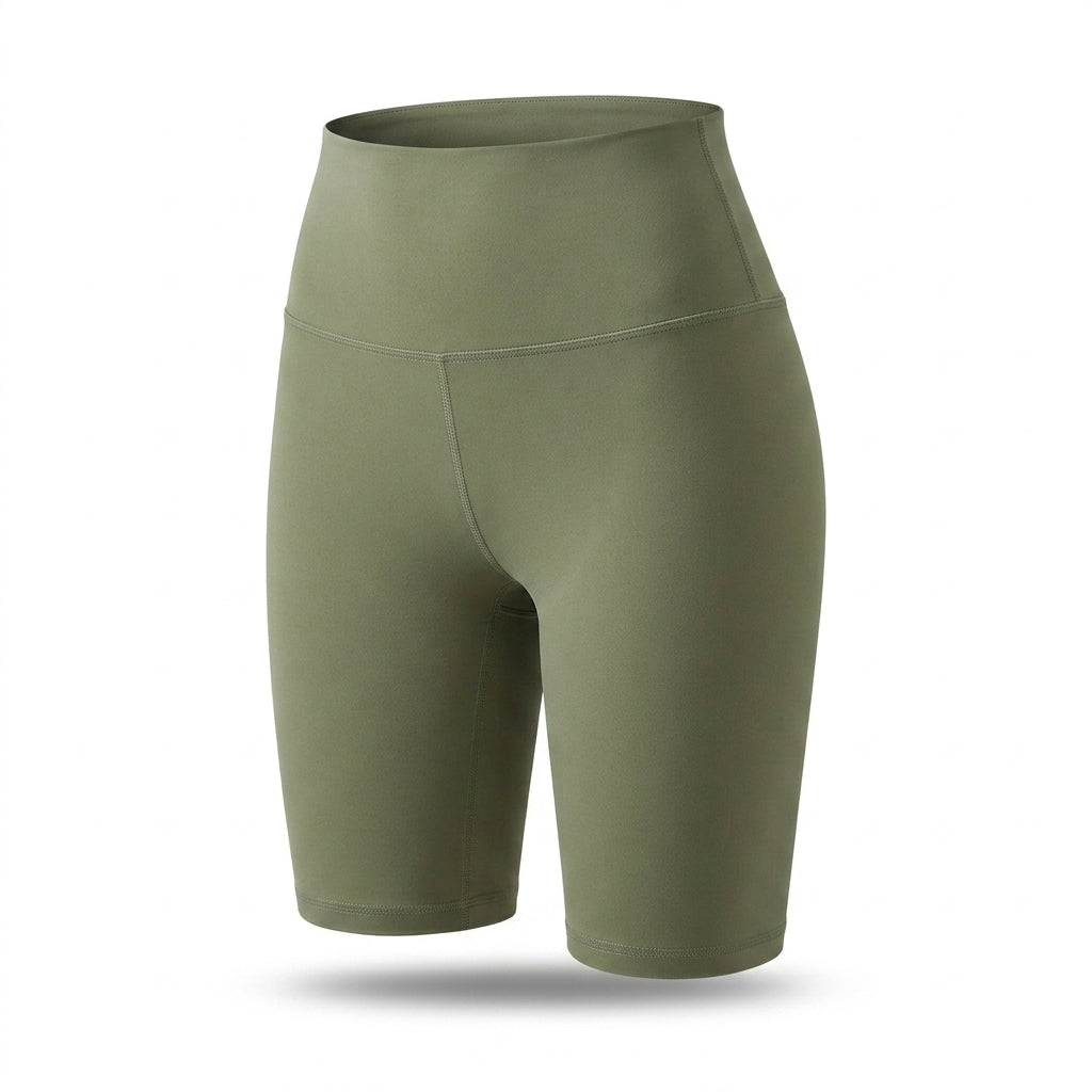 Nude-Feel High-Waist Biker Shorts Nylon Spandex Yoga