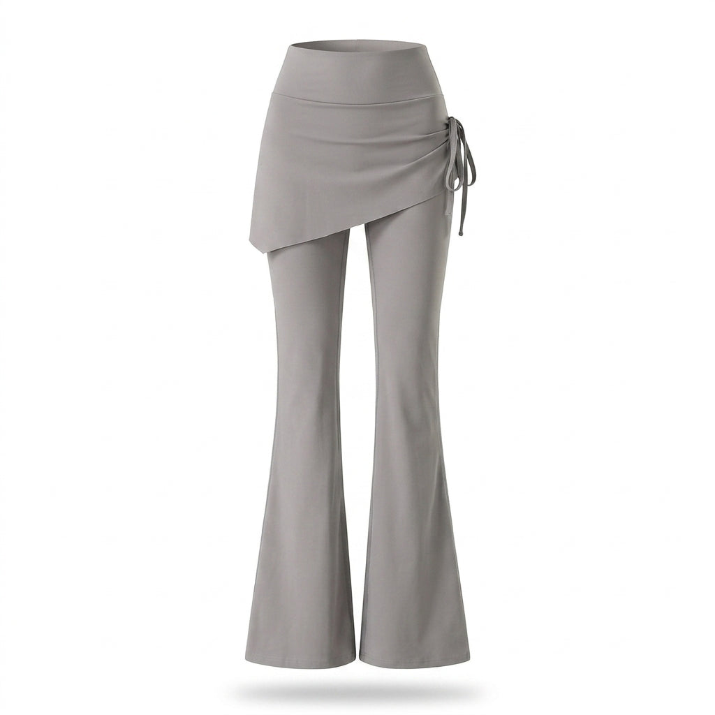 Soft FEESOFT Nylon-Spandex High-Waist Flared Yoga Pants Skirt Overlay