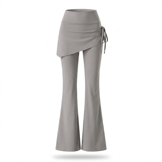 Soft FEESOFT Nylon-Spandex High-Waist Flared Yoga Pants Skirt Overlay