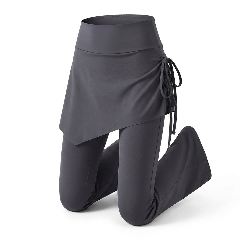 High-Waist Faux Two-Piece Micro-Flare Shark Skort Pants