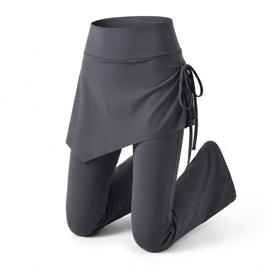 High-Waist Faux Two-Piece Micro-Flare Shark Skort Pants